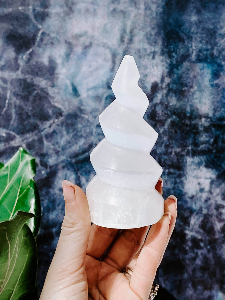 Selenite Unicorn Horn Carving | Small - Unearthed Crystals