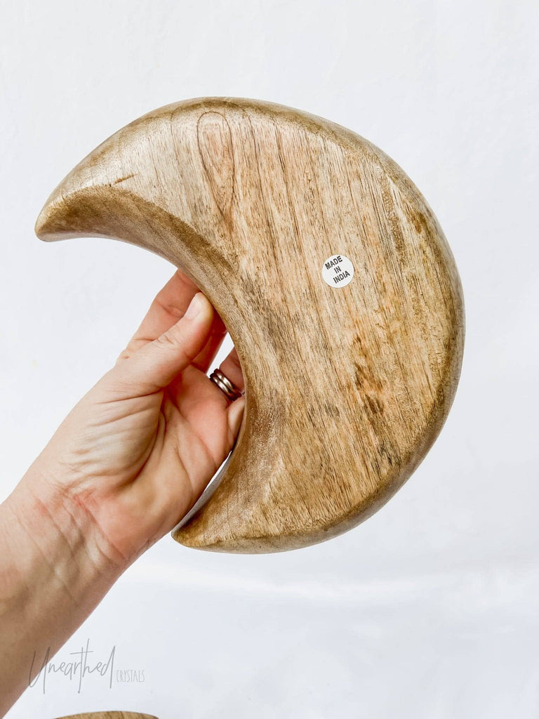 Wooden Bowl | Crescent Moon | Small - Unearthed Crystals