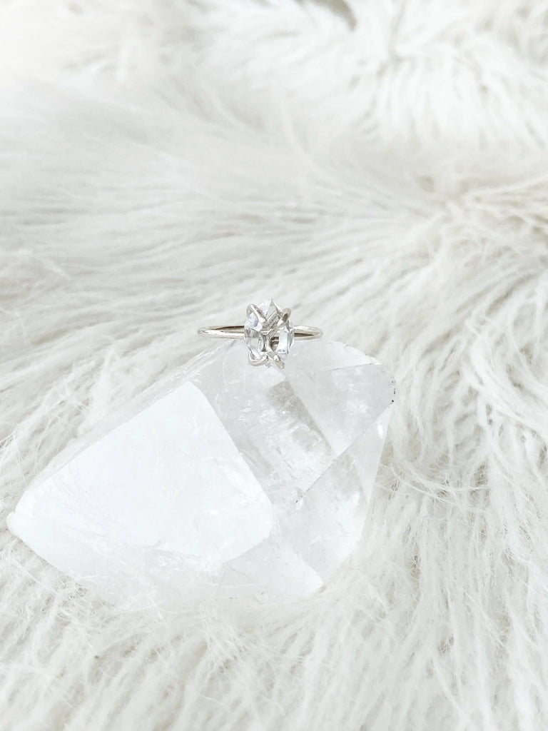 Herkimer Diamond Ring | Sterling Silver | Size 10 - Unearthed Crystals