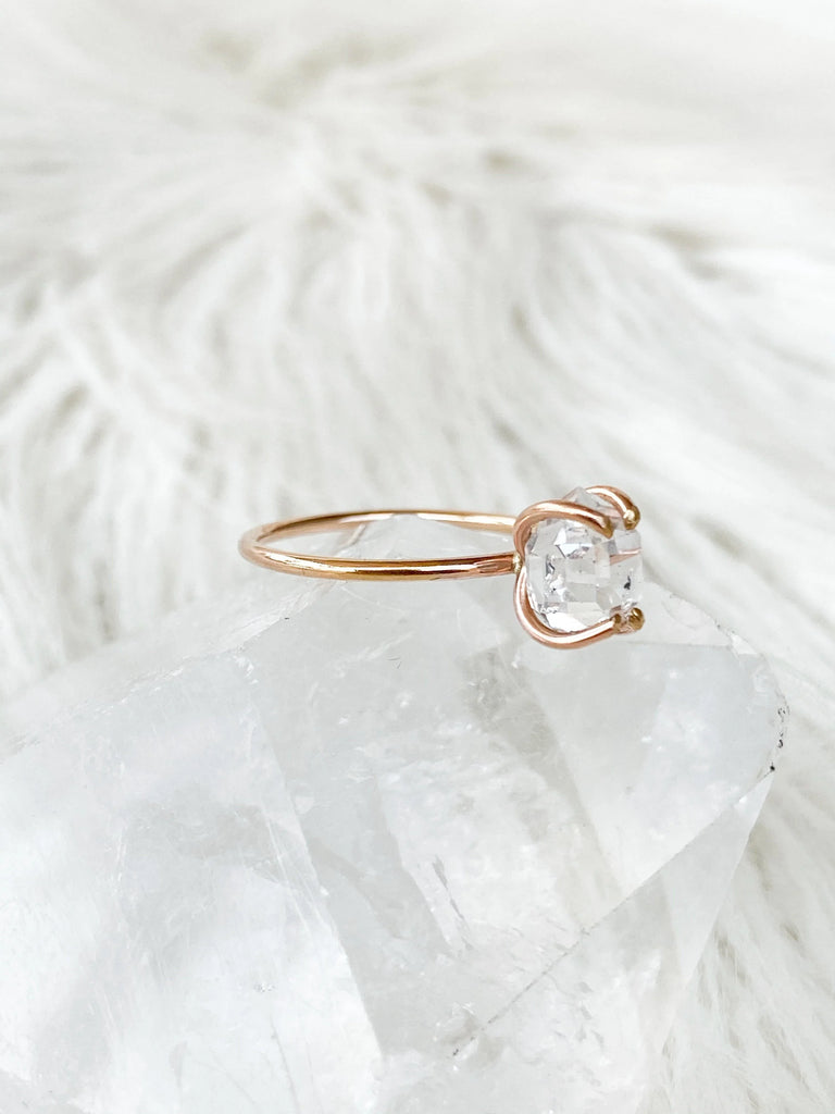 Herkimer Diamond Ring | Rose Gold | Size 10 - Unearthed Crystals