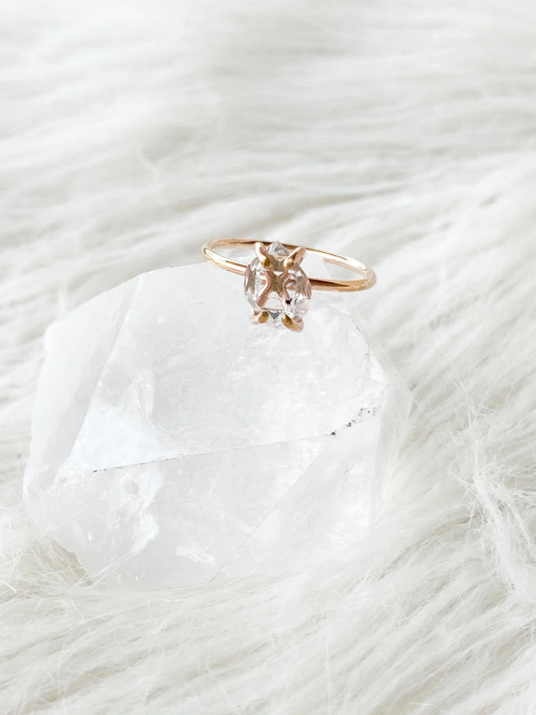 Herkimer Diamond Ring | Rose Gold | Size 10 - Unearthed Crystals