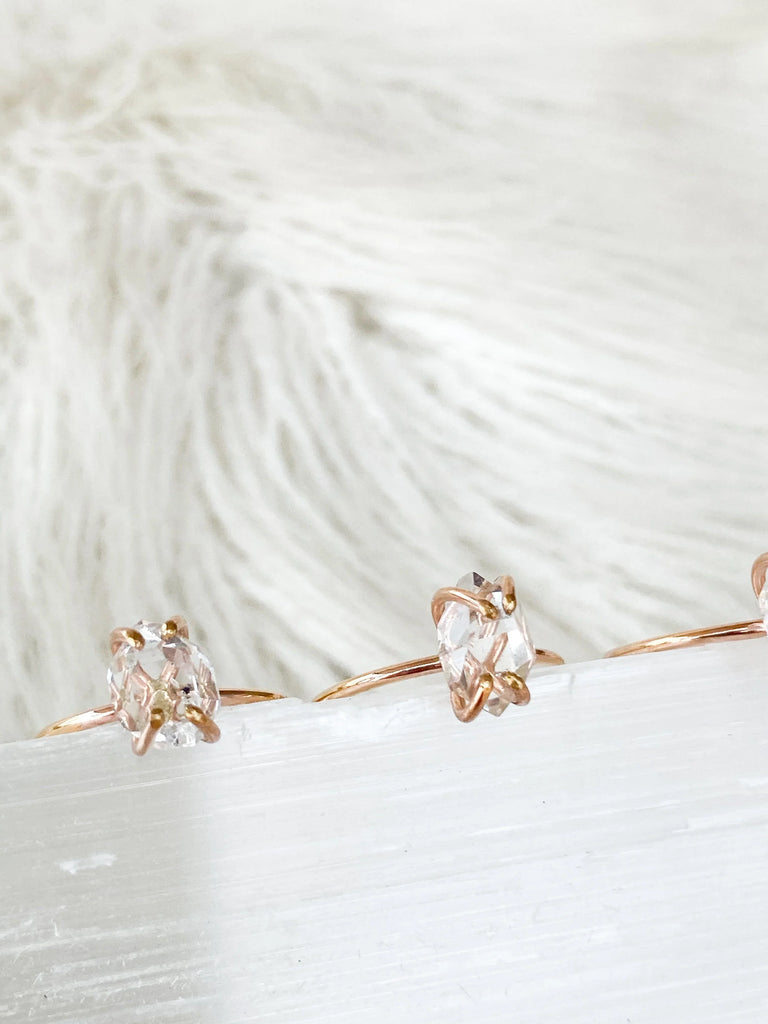 Herkimer Diamond Ring | Rose Gold | Size 10 - Unearthed Crystals