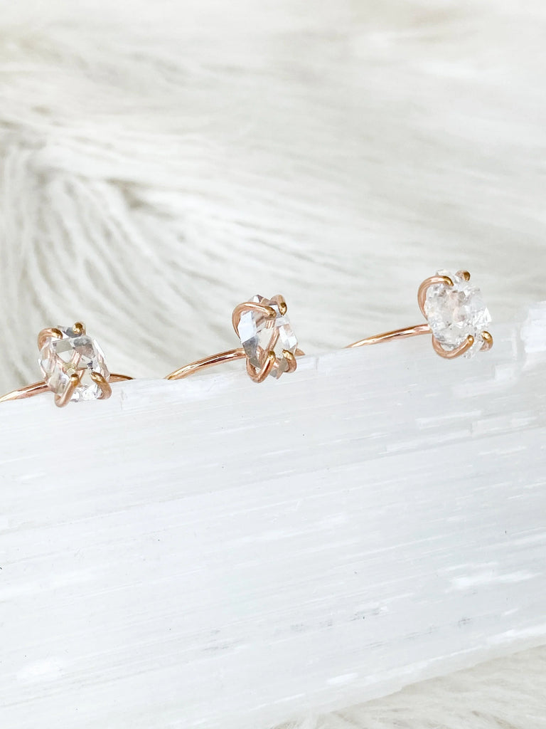 Herkimer Diamond Ring | Rose Gold | Size 10 - Unearthed Crystals