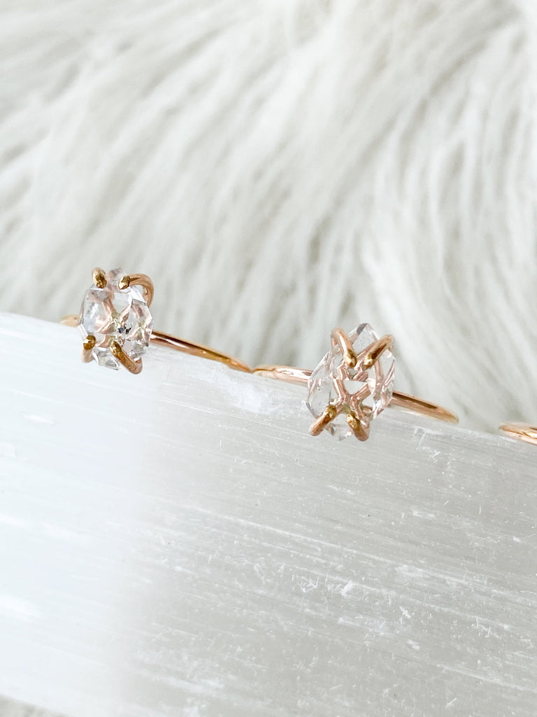 Herkimer Diamond Ring | Rose Gold | Size 10 - Unearthed Crystals