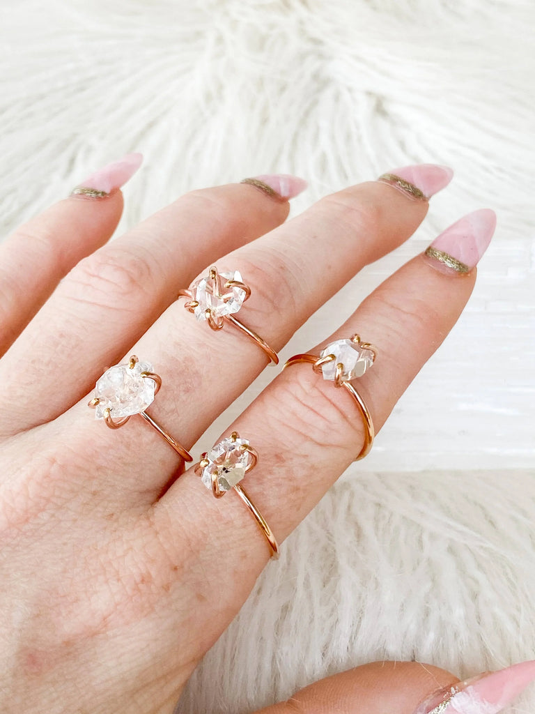 Herkimer Diamond Ring | Rose Gold | Size 10 - Unearthed Crystals