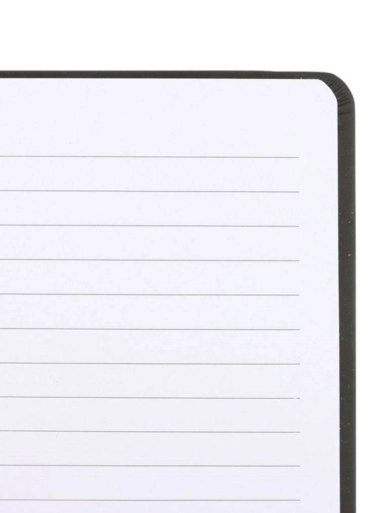 Close-up of a lined notebook page with a black border.