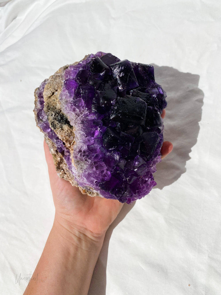 Purple Fluorite Cluster - Unearthed Crystals