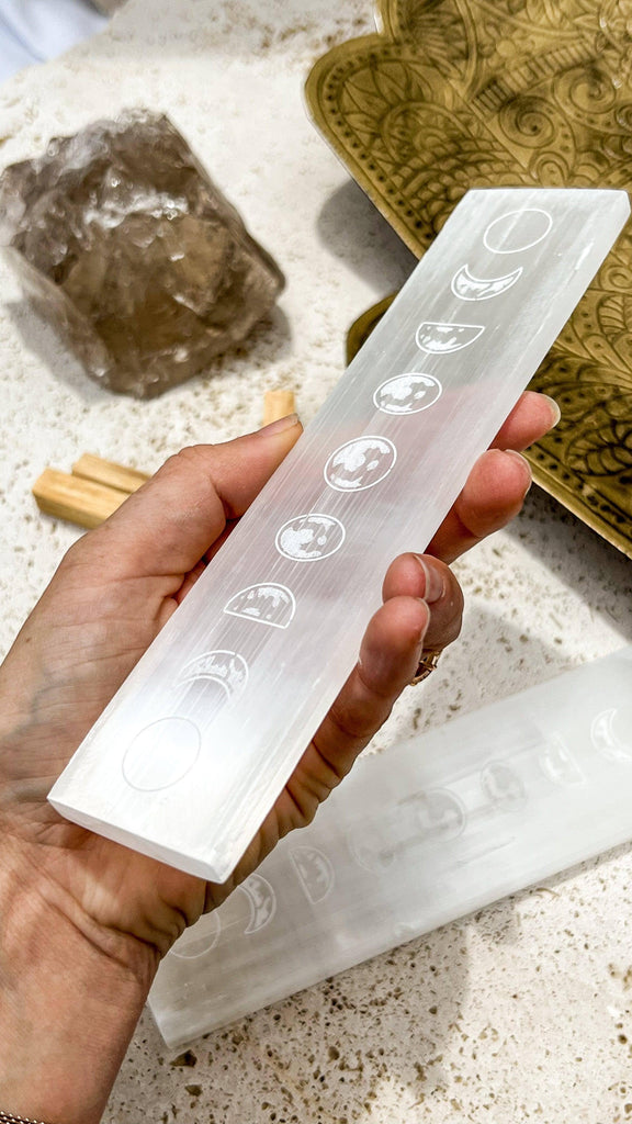 Selenite Polished Charging Rod | Phases of the Moon - Unearthed Crystals