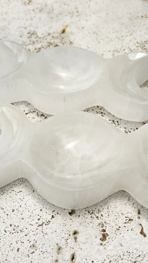Selenite Moon Phases Trinket Bowl | Medium - Unearthed Crystals