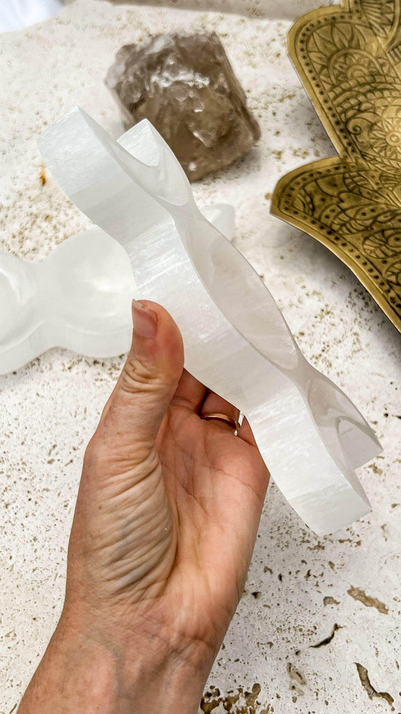 Selenite Moon Phases Trinket Bowl | Medium - Unearthed Crystals