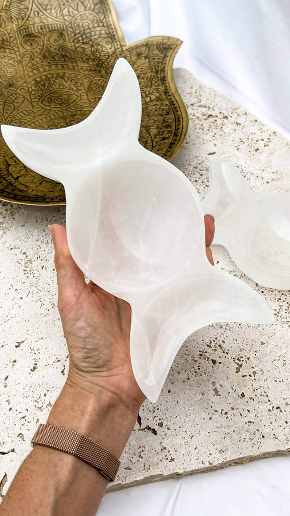 Selenite Moon Phases Trinket Bowl | Large - Unearthed Crystals
