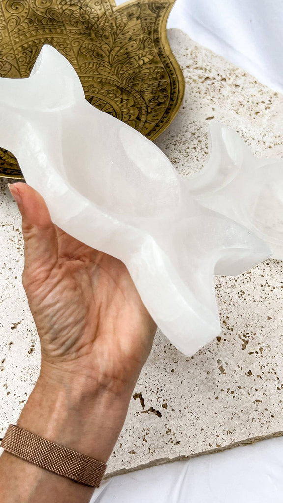 Selenite Moon Phases Trinket Bowl | Large - Unearthed Crystals