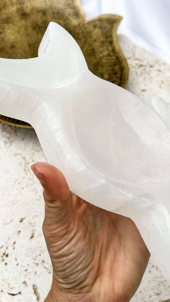 Selenite Moon Phases Trinket Bowl | Large - Unearthed Crystals