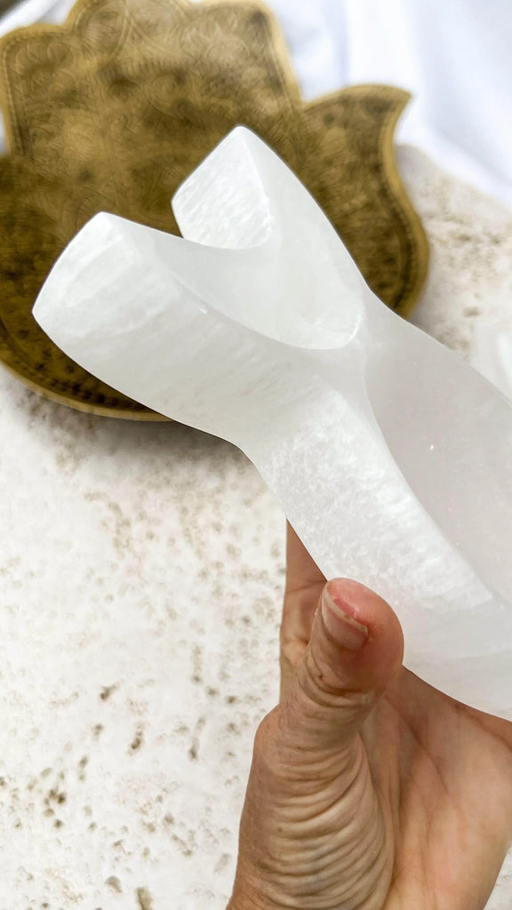 Selenite Moon Phases Trinket Bowl | Large - Unearthed Crystals