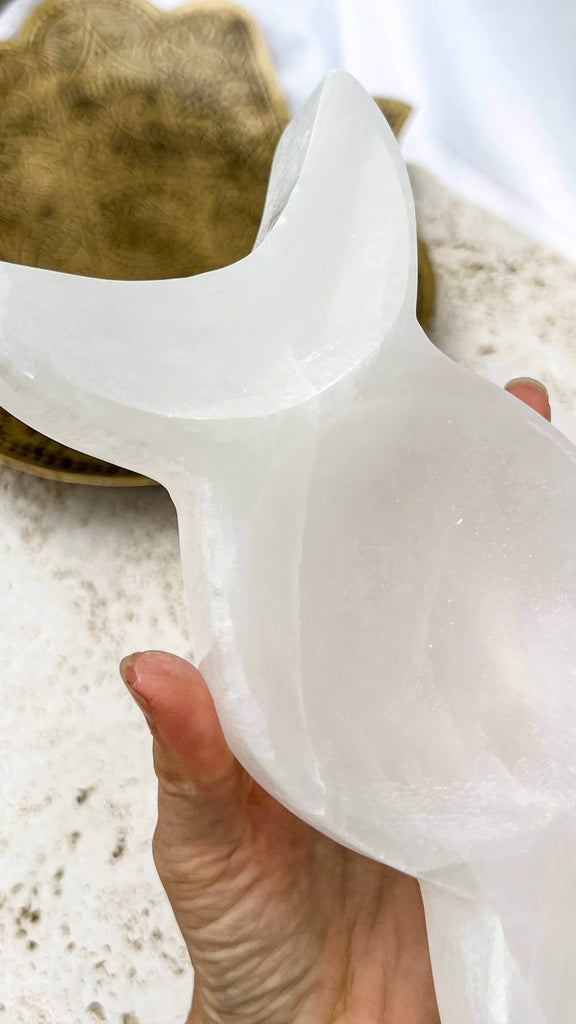 Selenite Moon Phases Trinket Bowl | Large - Unearthed Crystals