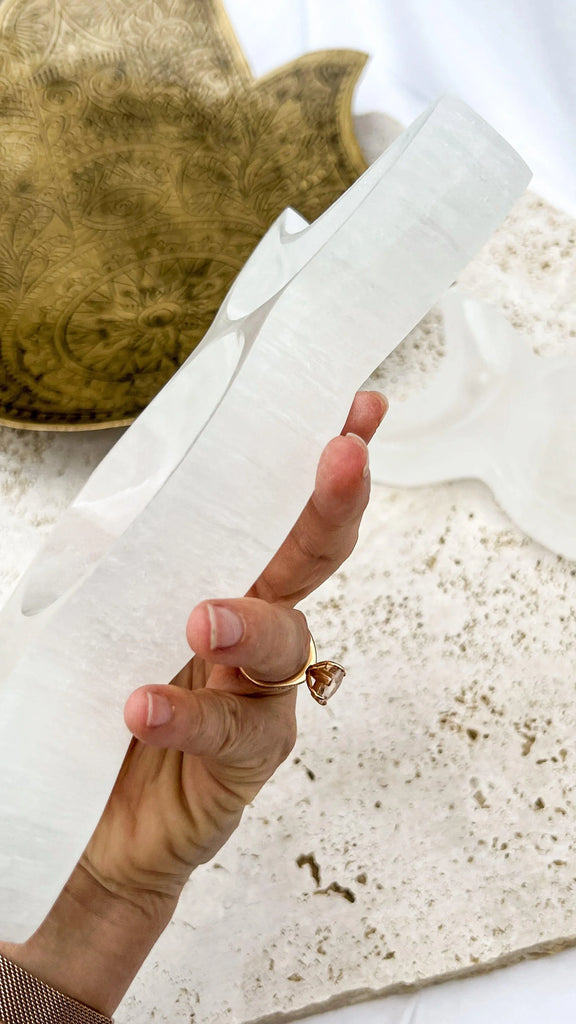 Selenite Moon Phases Trinket Bowl | Large - Unearthed Crystals