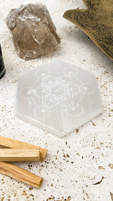 Selenite Hexagon Charging Plate | Magical | Large - Unearthed Crystals