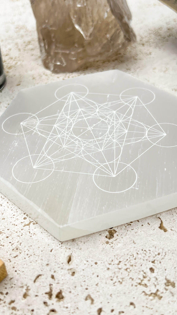 Selenite Hexagon Charging Plate | Magical | Large - Unearthed Crystals