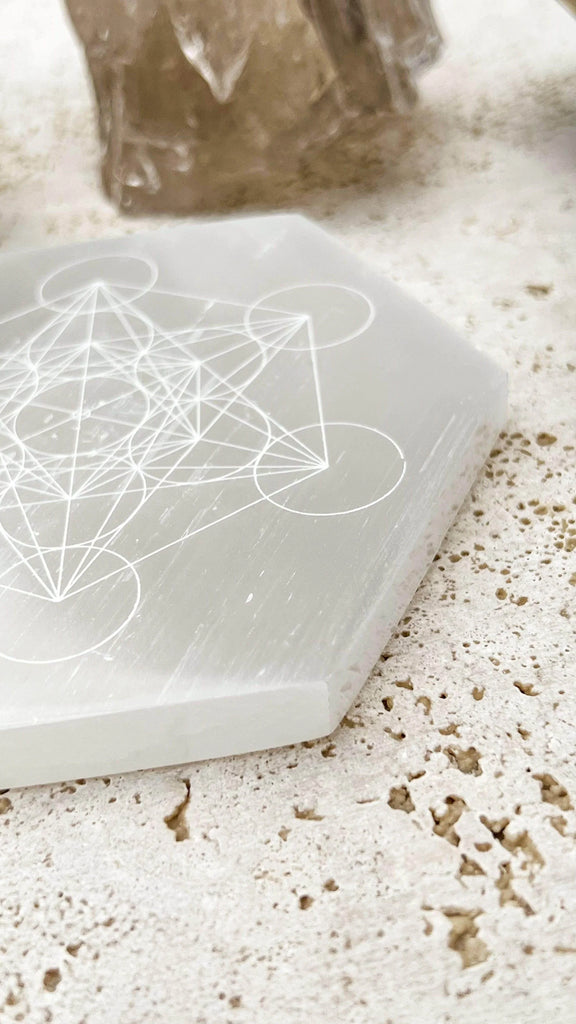 Selenite Hexagon Charging Plate | Magical | Large - Unearthed Crystals