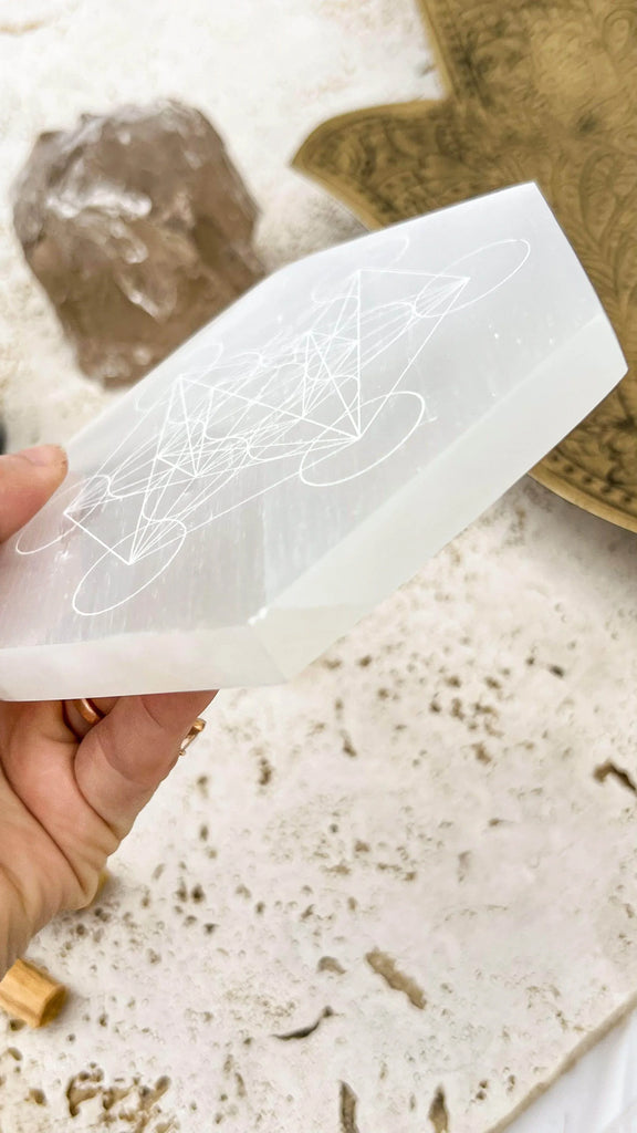 Selenite Hexagon Charging Plate | Magical | Large - Unearthed Crystals