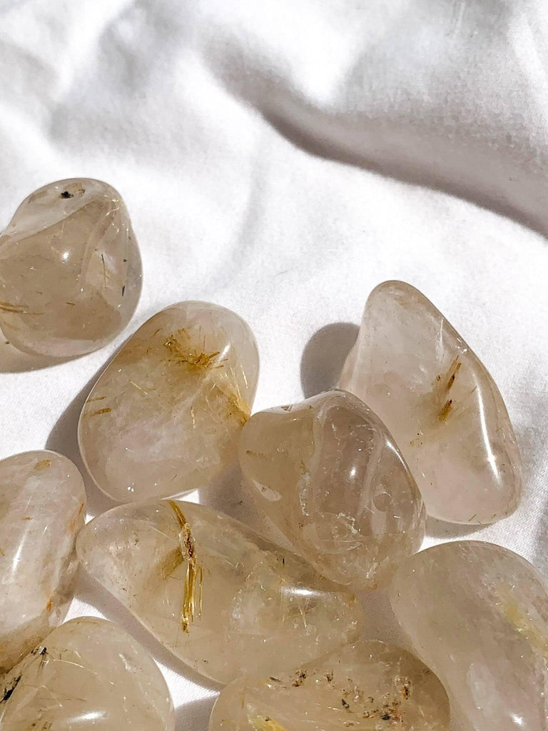 Golden Rutile in Quartz Tumbles | Small - Unearthed Crystals