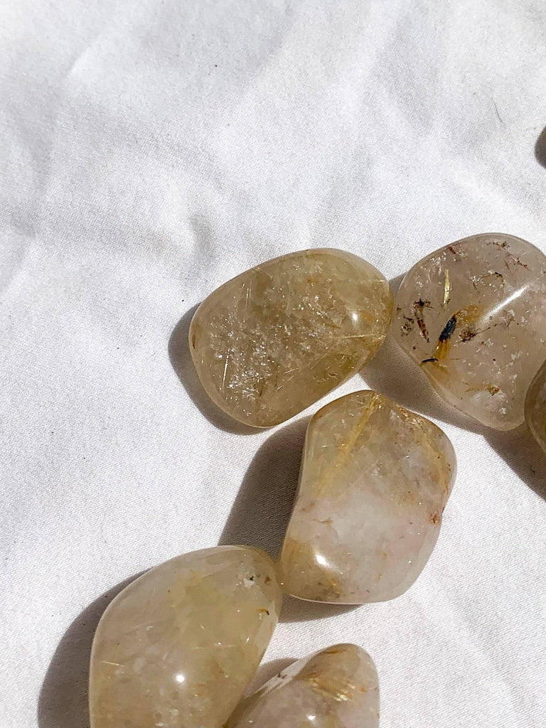 Golden Rutile in Quartz Tumbles | Small - Unearthed Crystals