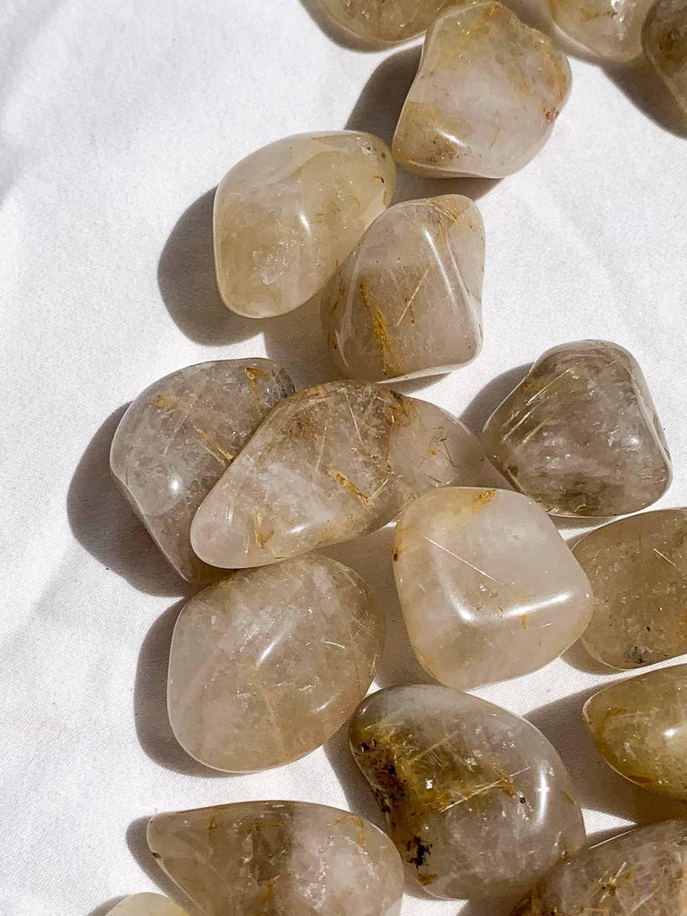 Golden Rutile in Quartz Tumbles | Small - Unearthed Crystals