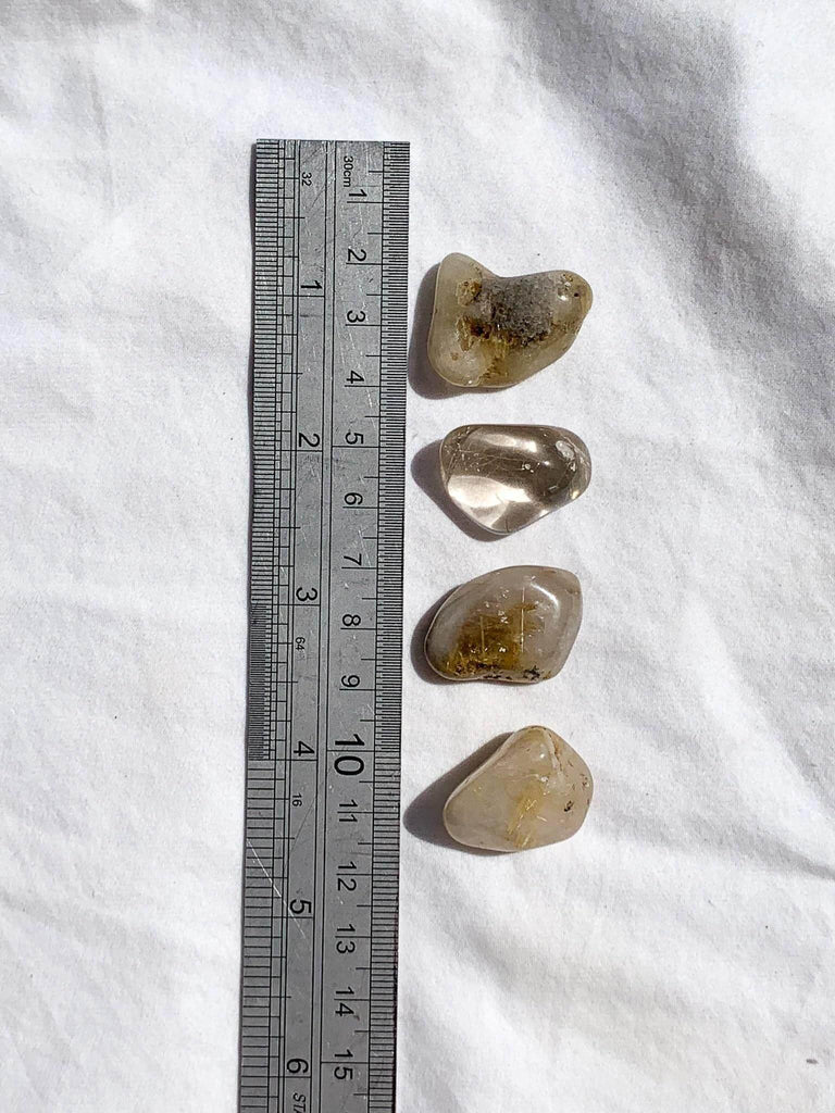 Golden Rutile in Quartz Tumbles | Small - Unearthed Crystals