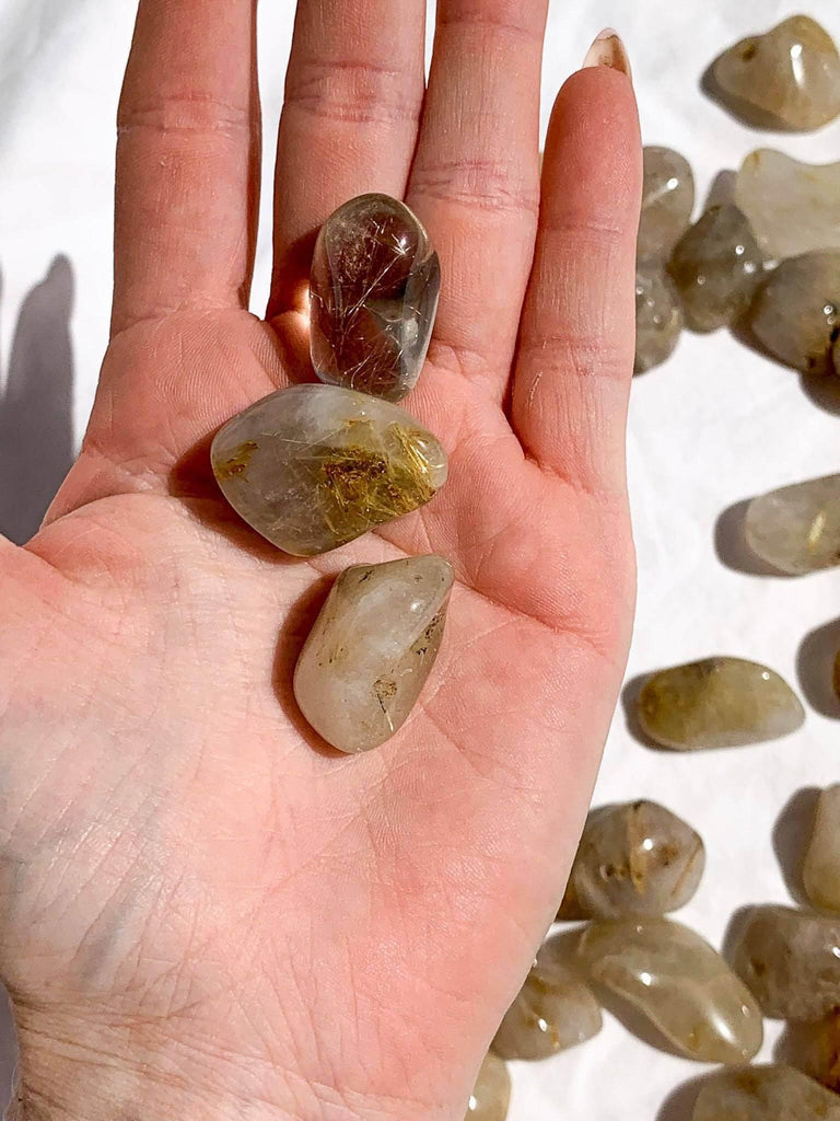 Golden Rutile in Quartz Tumbles | Small - Unearthed Crystals