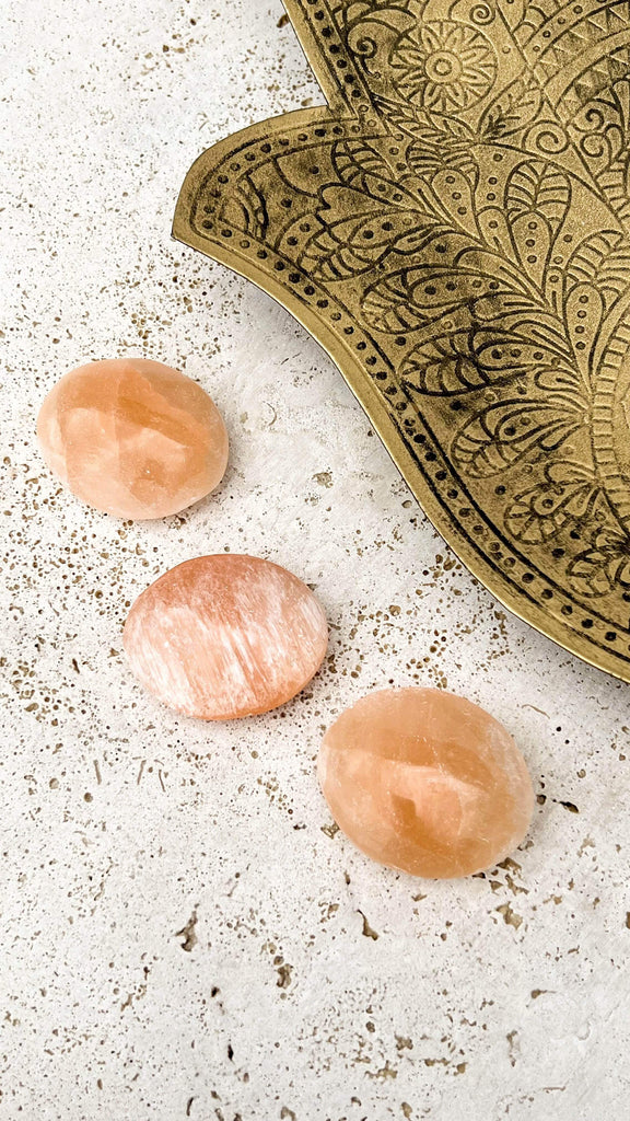 Orange Selenite Palm Stone | One Size - Unearthed Crystals