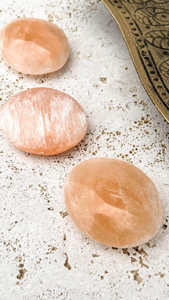 Orange Selenite Palm Stone | One Size - Unearthed Crystals