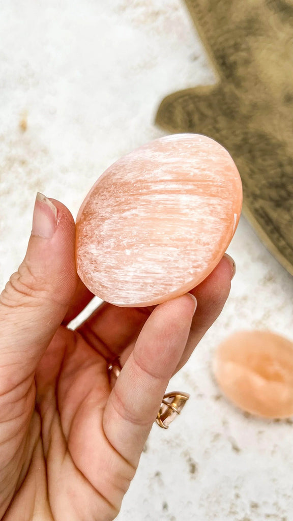 Orange Selenite Palm Stone | One Size - Unearthed Crystals