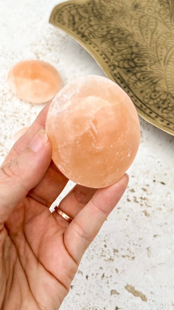 Orange Selenite Palm Stone | One Size - Unearthed Crystals