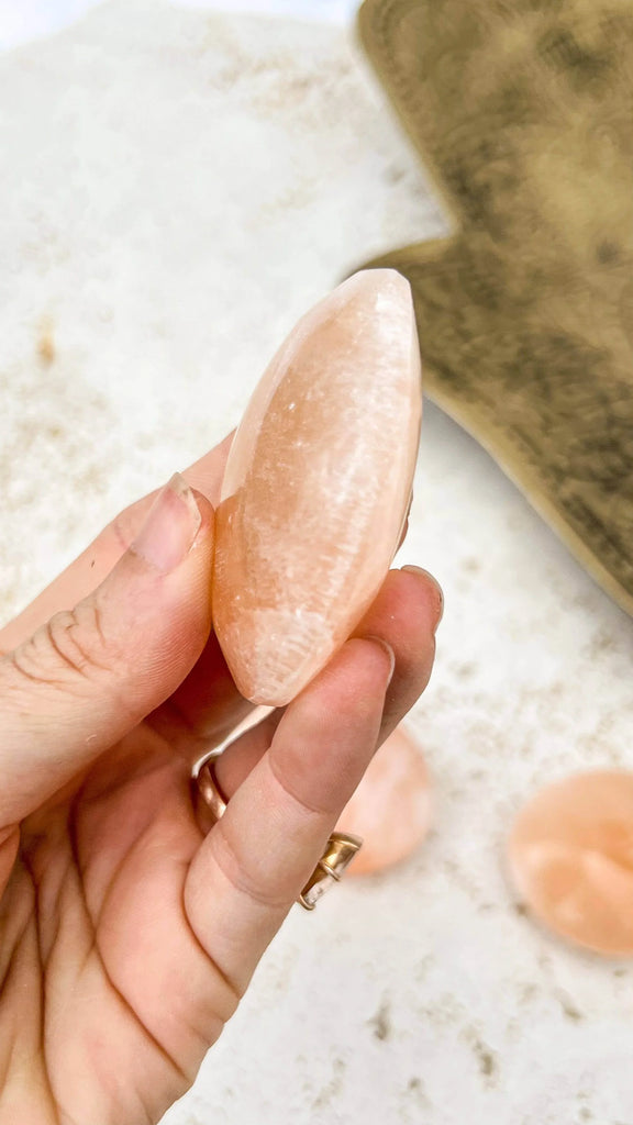 Orange Selenite Palm Stone | One Size - Unearthed Crystals