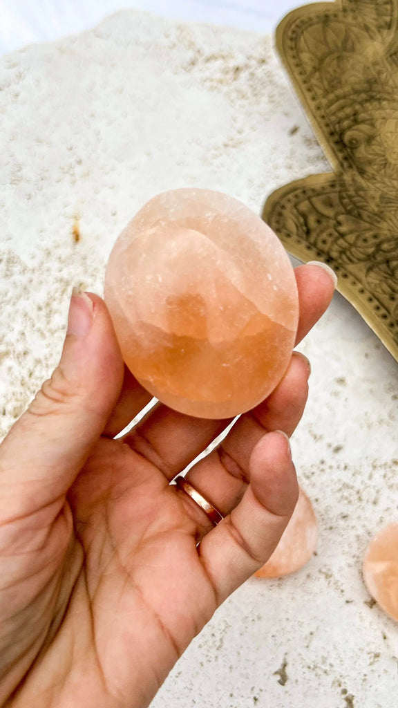 Orange Selenite Palm Stone | One Size - Unearthed Crystals