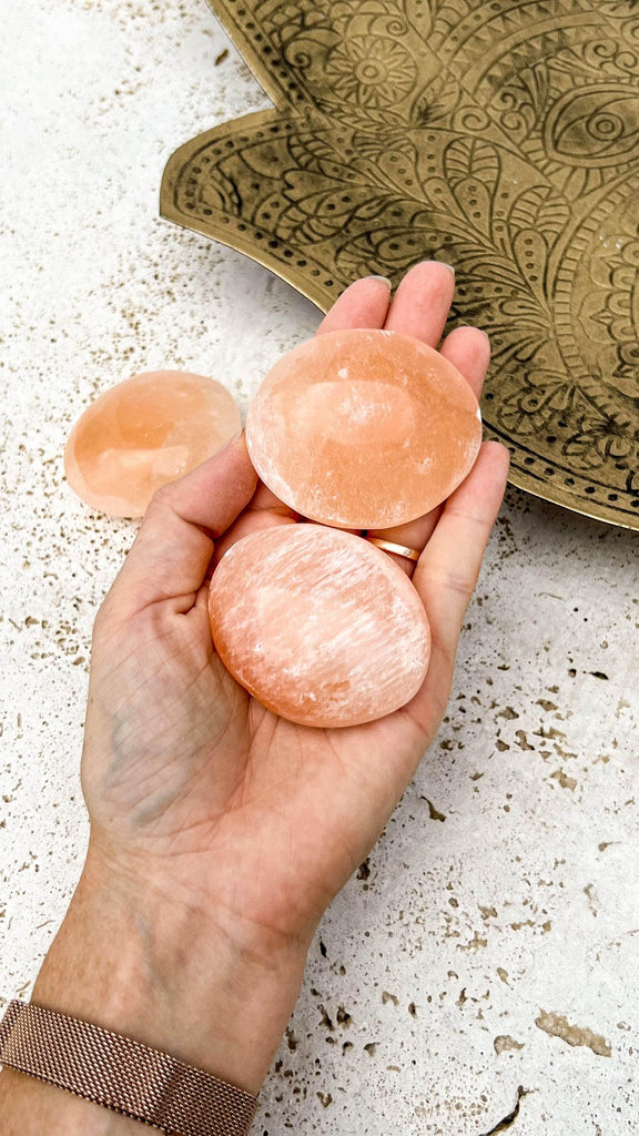 Orange Selenite Palm Stone | One Size - Unearthed Crystals