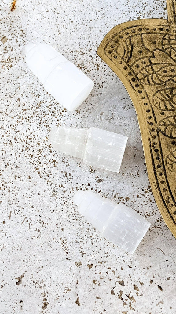 Selenite Tower Carving | Extra Small - Unearthed Crystals