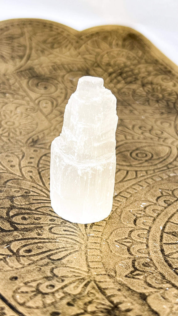Selenite Tower Carving | Extra Small - Unearthed Crystals