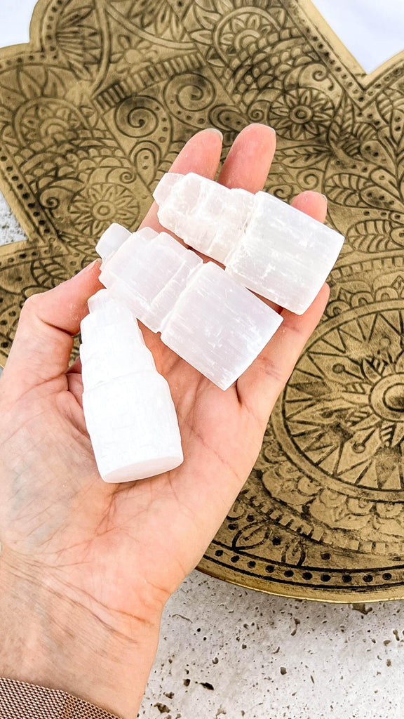 Selenite Tower Carving | Extra Small - Unearthed Crystals