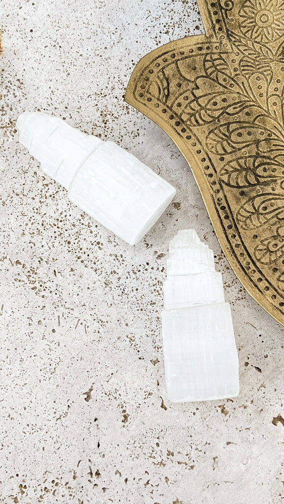 Selenite Tower Carving | Small - Unearthed Crystals