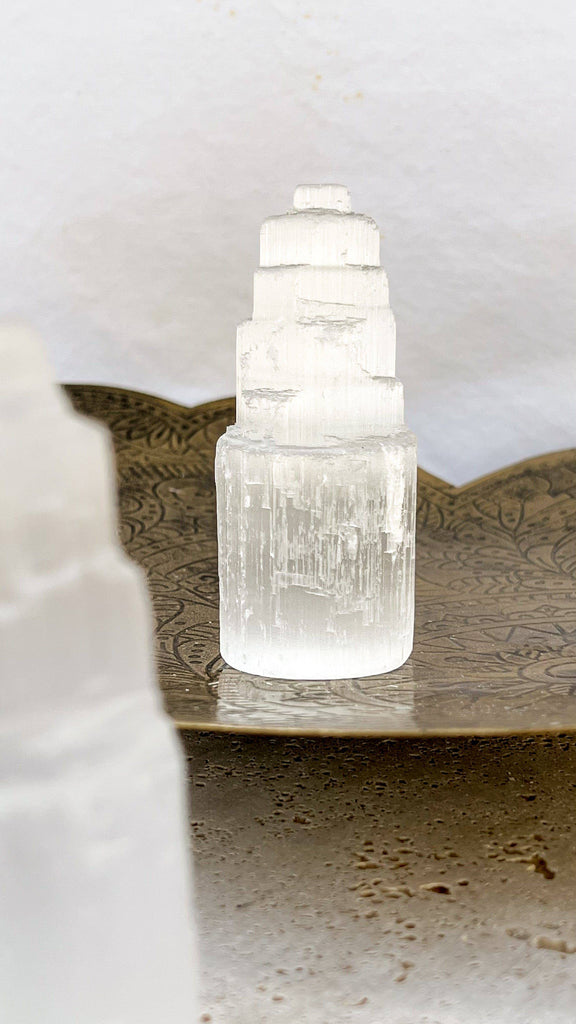 Selenite Tower Carving | Small - Unearthed Crystals