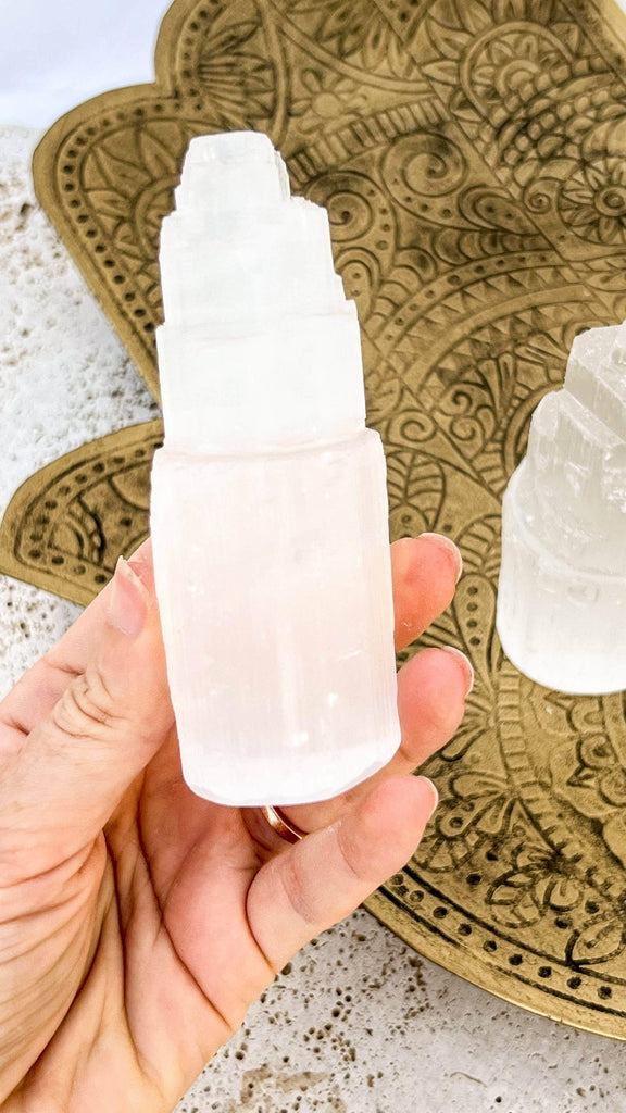 Selenite Tower Carving | Small - Unearthed Crystals