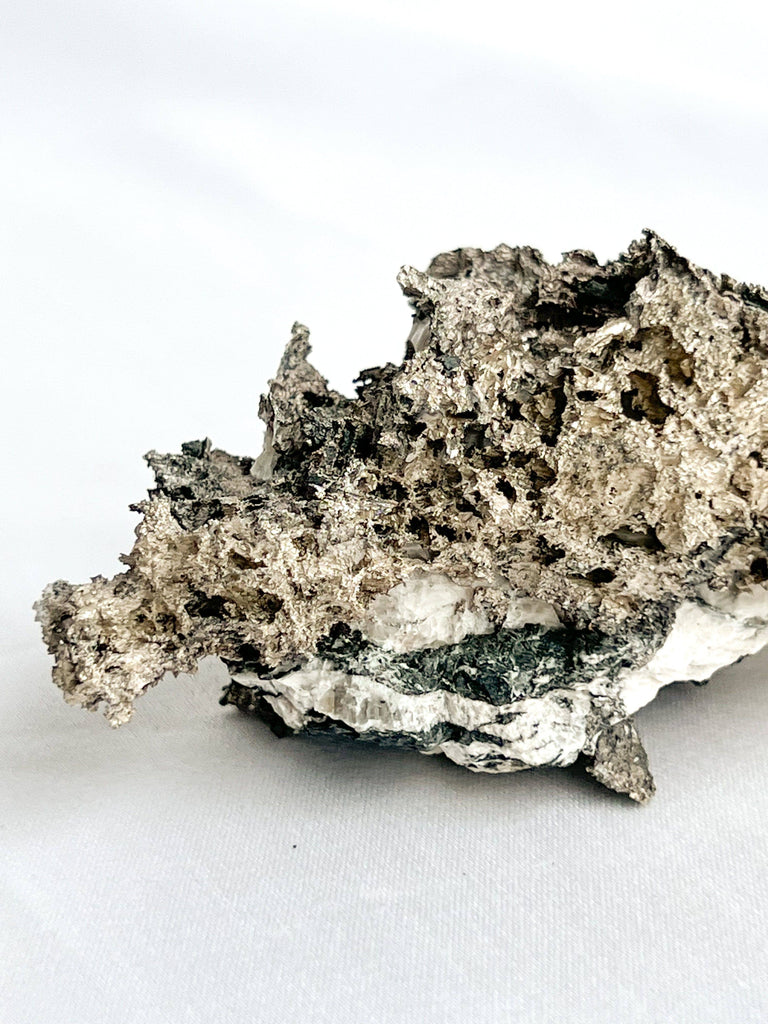 Native Silver in Calcite Specimen - Unearthed Crystals