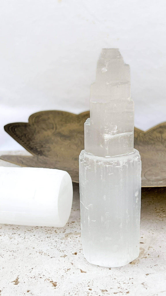 Selenite Tower Carving | Medium - Unearthed Crystals