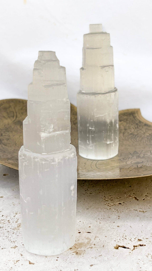 Selenite Tower Carving | Medium - Unearthed Crystals
