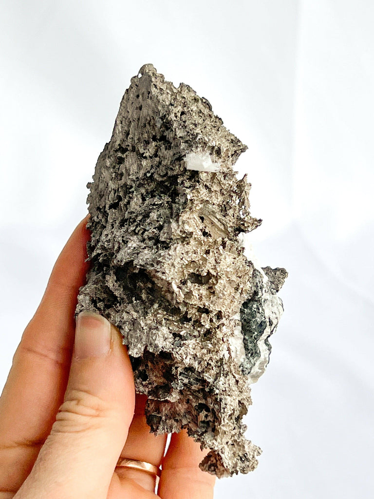 Native Silver in Calcite Specimen - Unearthed Crystals