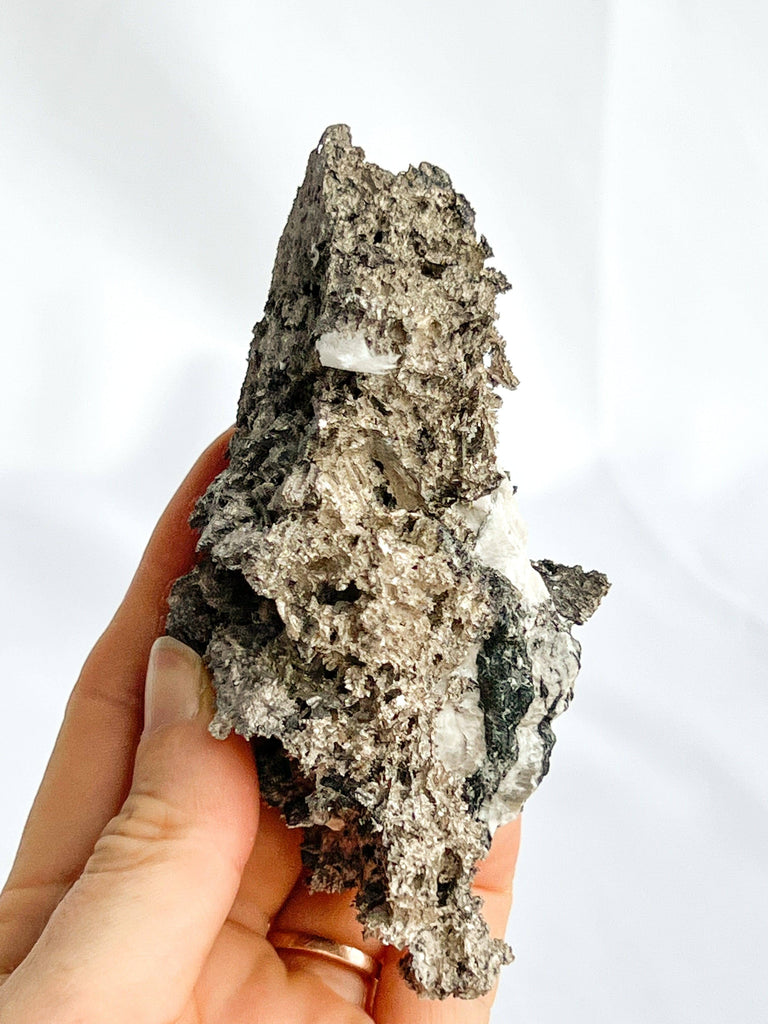 Native Silver in Calcite Specimen - Unearthed Crystals