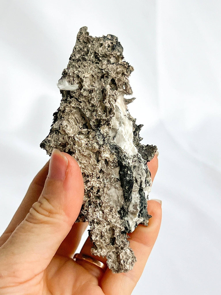 Native Silver in Calcite Specimen - Unearthed Crystals