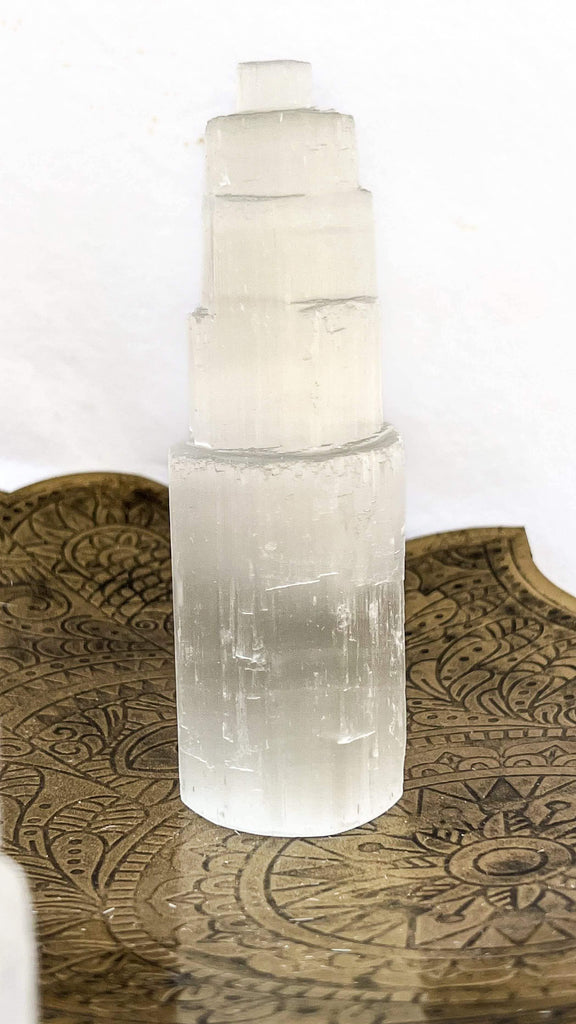 Selenite Tower Carving | Medium - Unearthed Crystals