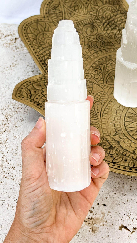 Selenite Tower Carving | Medium - Unearthed Crystals